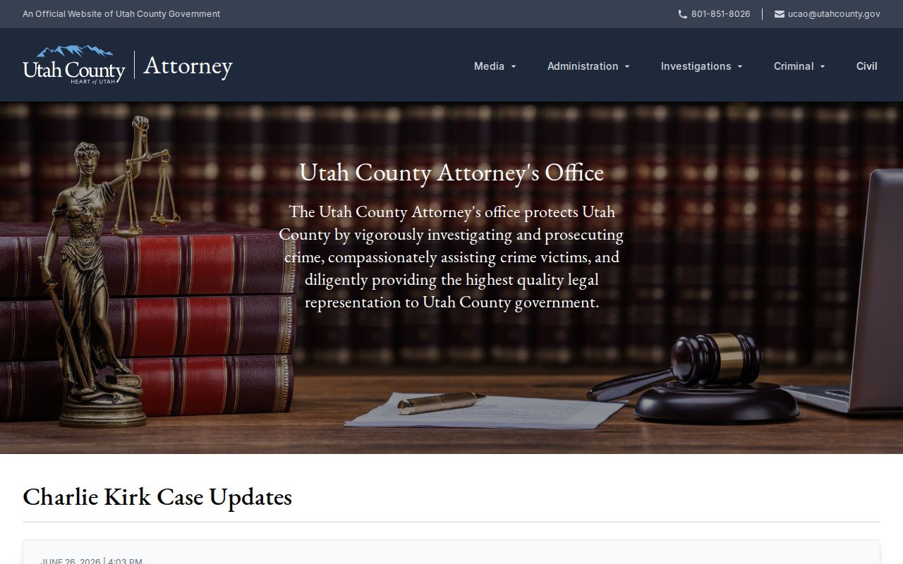 Utah County criminal history County Attorney office page