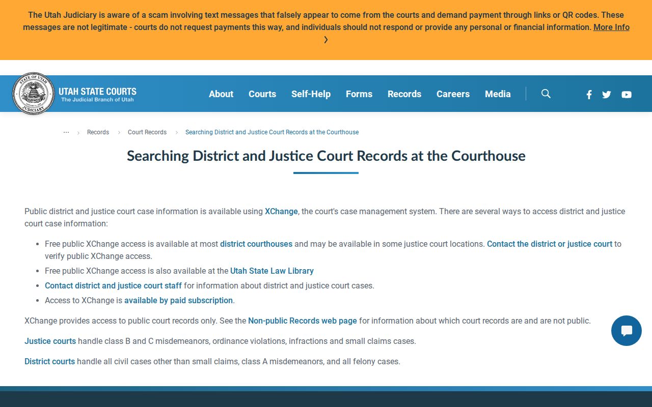 CORIS coverage for Utah County criminal court case records