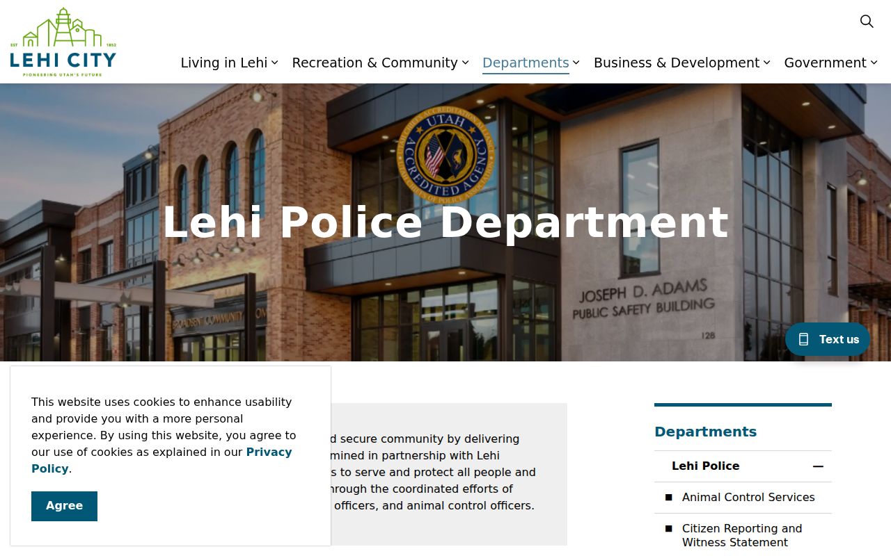 Lehi Police Department criminal records source