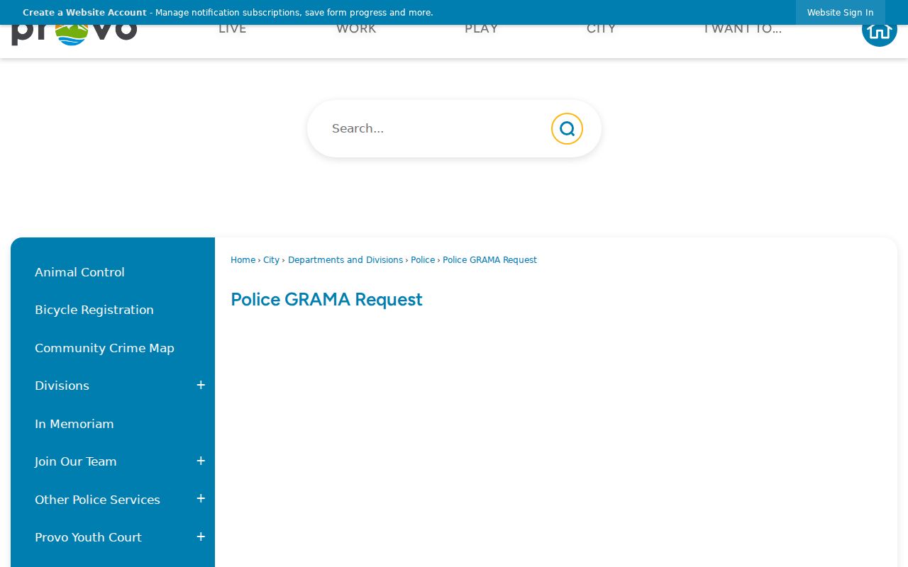 Provo criminal records Police GRAMA request channel