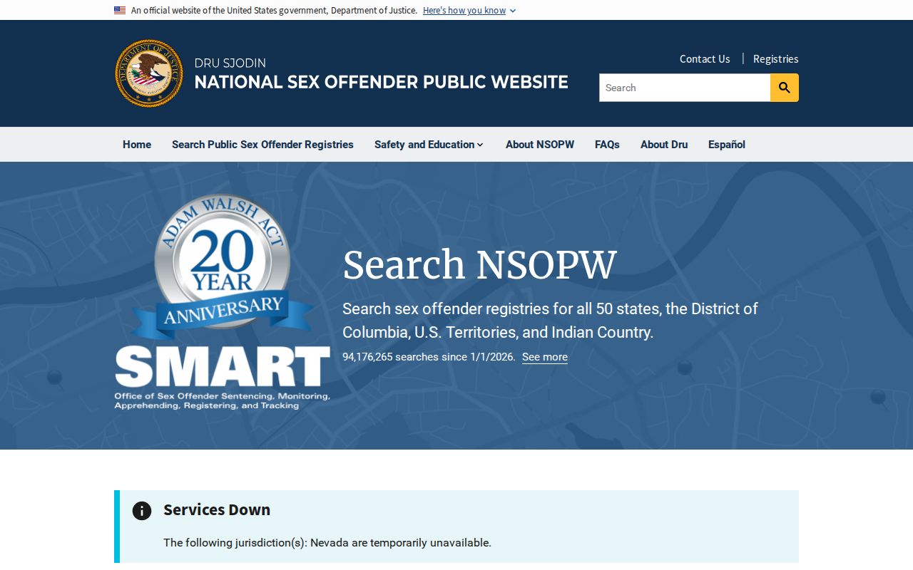 National search option for a Utah County sex offender registry check